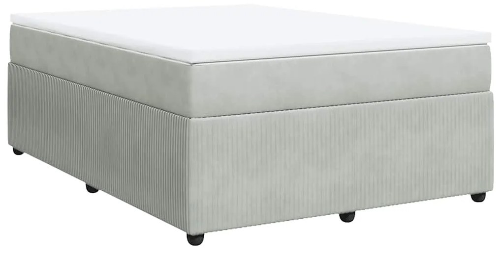 vidaXL Κρεβάτι Boxspring με Στρώμα Ανοιχτό Γκρι 140x190 εκ. Βελούδινο