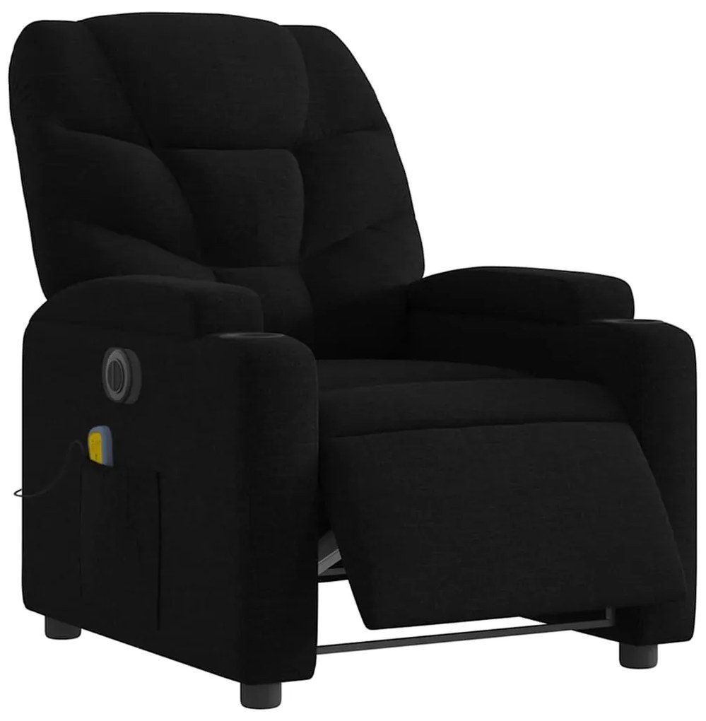 vidaXL Πολυθρόνα Μασάζ Ηλεκ. Ανακλινόμενη Μαύρη Υφασμάτινη