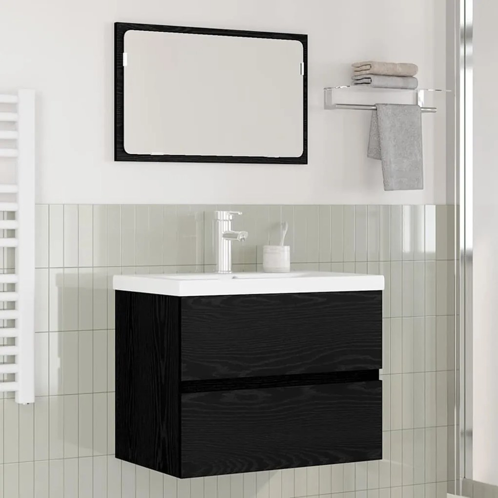 vidaXL Σετ Επίπλων Μπάνιου 3 pcs Μαύρη δρυς 60 x 38.5 x 45 cm