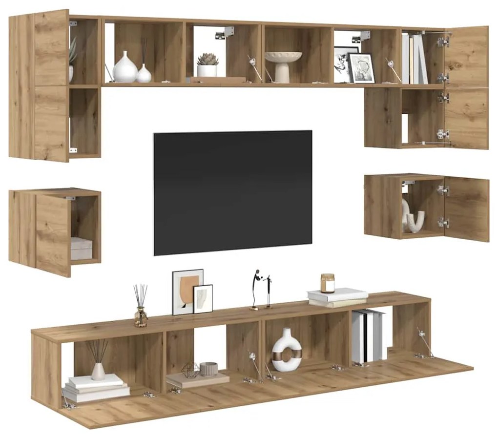 vidaXL Σετ επίπλου τηλεόρασης 8 pcs artisan δρυς 100 x 30 x 30 cm