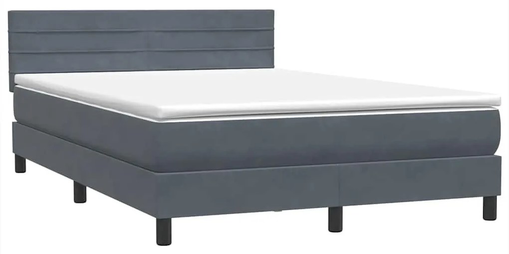 vidaXL Κρεβάτι Boxspring με Στρώμα Σκούρο Γκρι 160x210 εκ. Βελούδινο