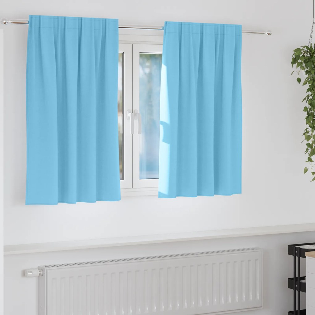 vidaXL Κουρτίνες με κουρτίνες 2 pcs Γαλάζιο 140 x 140 cm Πολυεστέρας