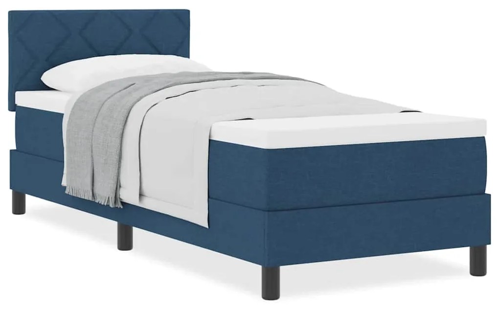 vidaXL Κρεβάτι box spring με στρώμα με στρώμα Μπλε 80 x 200 cm ύφασμα