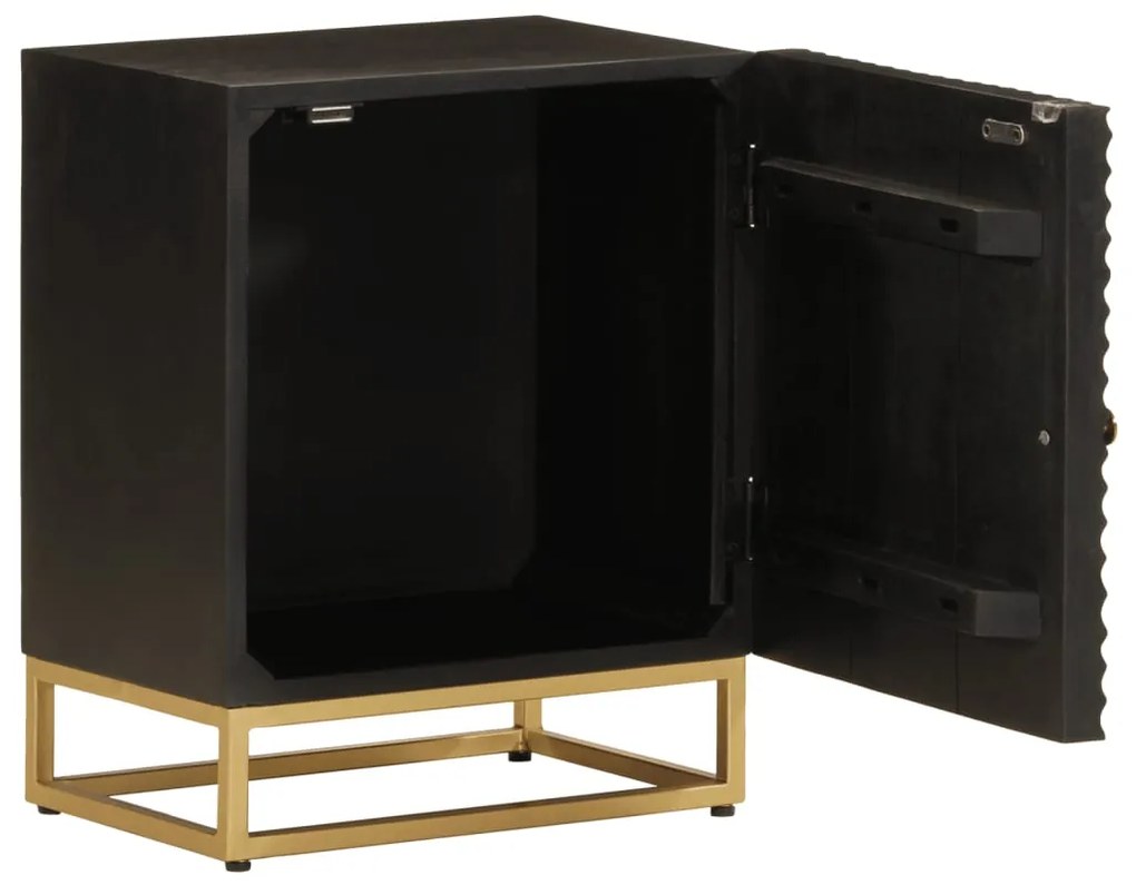 vidaXL Κομοδίνο Μαύρο 40x30x50 εκ. από Μασίφ Ξύλο Μάνγκο και Σίδερο
