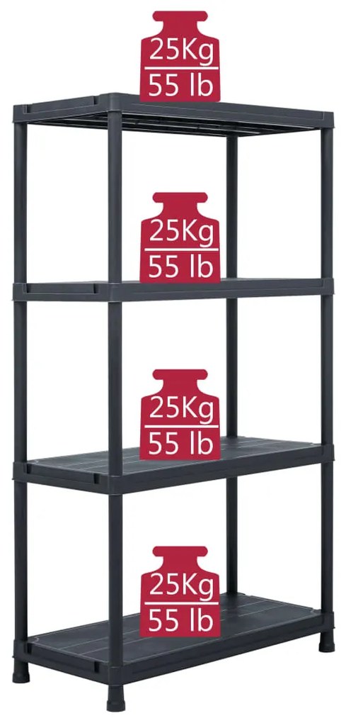 Ραφιέρα Μαύρη 100 κ. 60 x 30 x 138 εκ. Πλαστική 45673