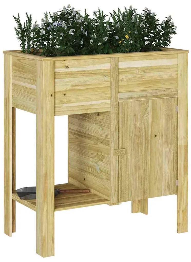 vidaXL Ανυψωμένο Κρεβάτι Κήπου με Αποθήκη 85x46x96 εκ. από Ξύλο Πεύκου.