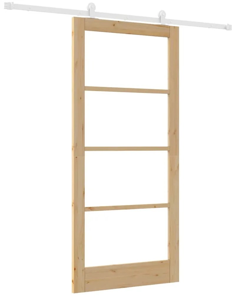 vidaXL Συρόμενη Πόρτα ORKDAL Καφέ 93 x 202 cm Ξύλο και μέταλλο
