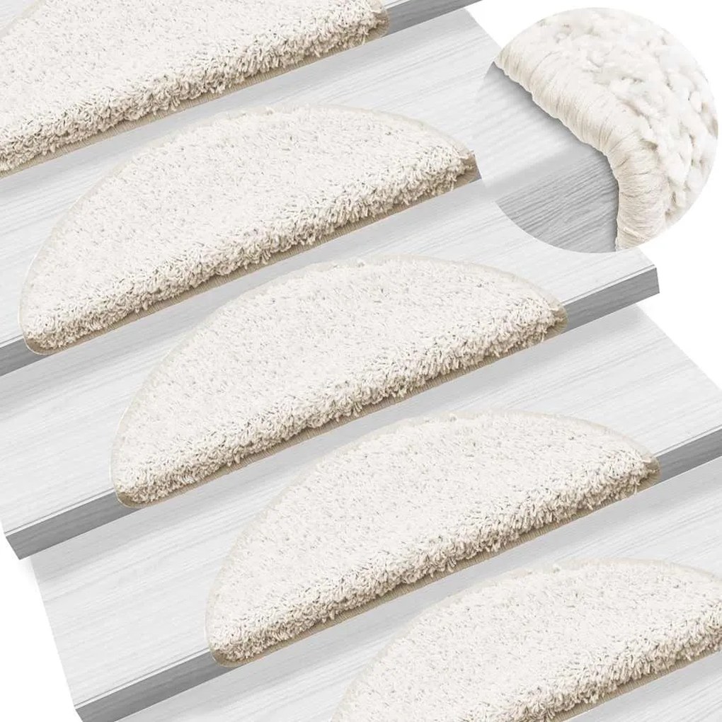 vidaXL Πατάκια Σκαλιών 30 τεμ. Λευκά Ημίκυκλα 56x17x3 εκ.