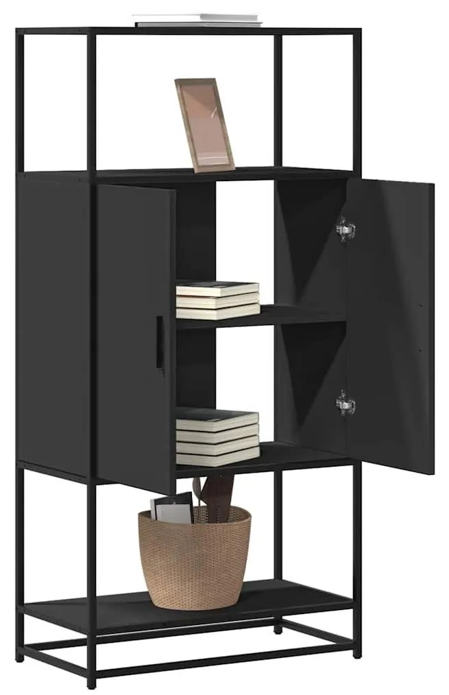 Ντουλάπι Μαύρο από 68x35x139 cm Επεξεργασμένο Ξύλο και μέταλλο - Μαύρο