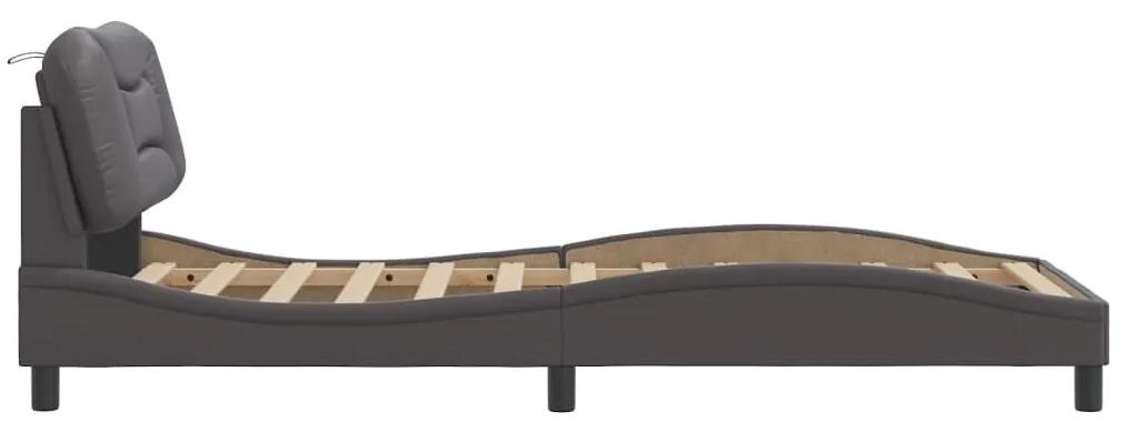 Πλαίσιο Κρεβατιού με Κεφαλάρι Γκρι 80x200 εκ. Συνθετικό Δέρμα - Γκρι