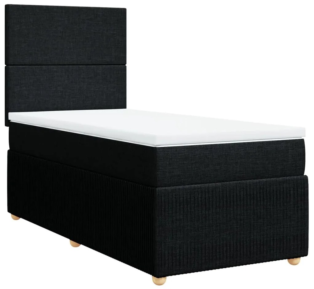 vidaXL Κρεβάτι Boxspring με Στρώμα Μαύρο 80 x 200 εκ. Υφασμάτινο