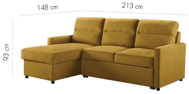 Καναπές Κρεβάτι Γωνιακός Μουσταρδί 213x148x93