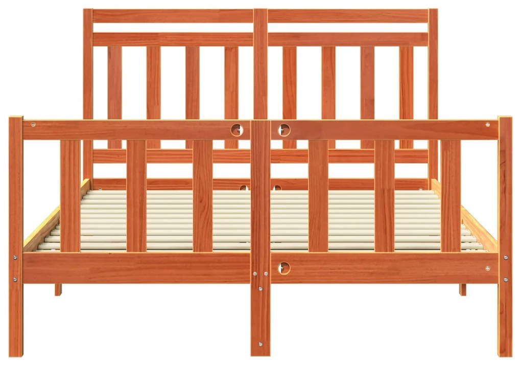 vidaXL Σκελετός Κρεβατιού με κεφαλάρι 2 pcs Κερωτό καφέ 140 x 200 cm