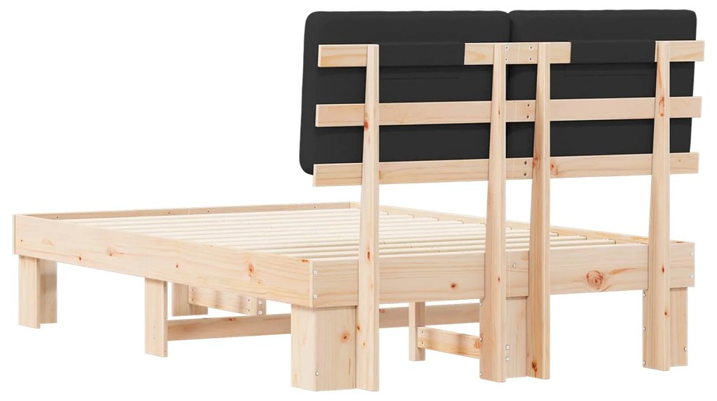 vidaXL Σκελετός Κρεβατιού με Επενδεδυμένο Κεφαλάρι Μαύρο 120 x 200 cm