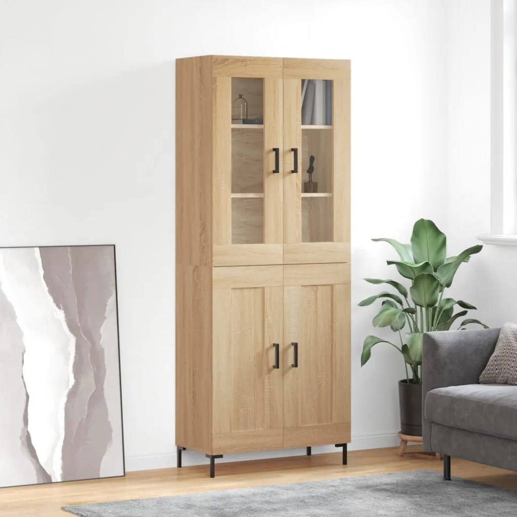 vidaXL Ντουλάπι Sonoma δρυς 69,5 x 34 x 180 εκ. από Επεξεργασμένο Ξύλο