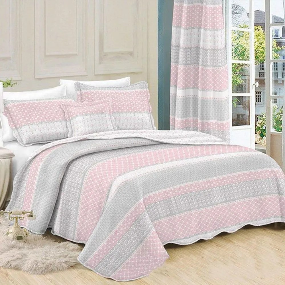 Κουβερλί Σετ 3τμχ Grey-Pink 408 Dim Διπλό 220x240cm 100% Cotton Percale