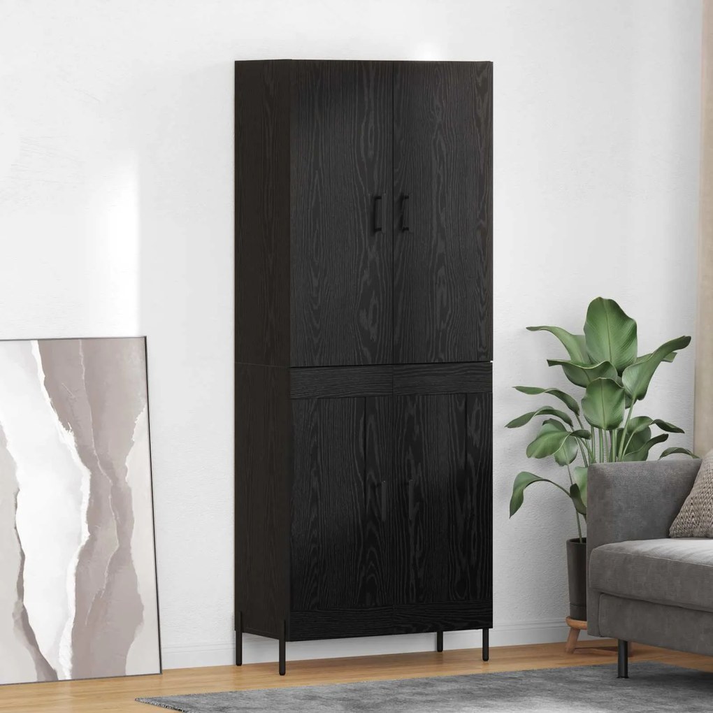 Highboard Μαύρη Οξυά 69,5 x 34 x 180 εκ. Επεξεργασμένο ξύλο