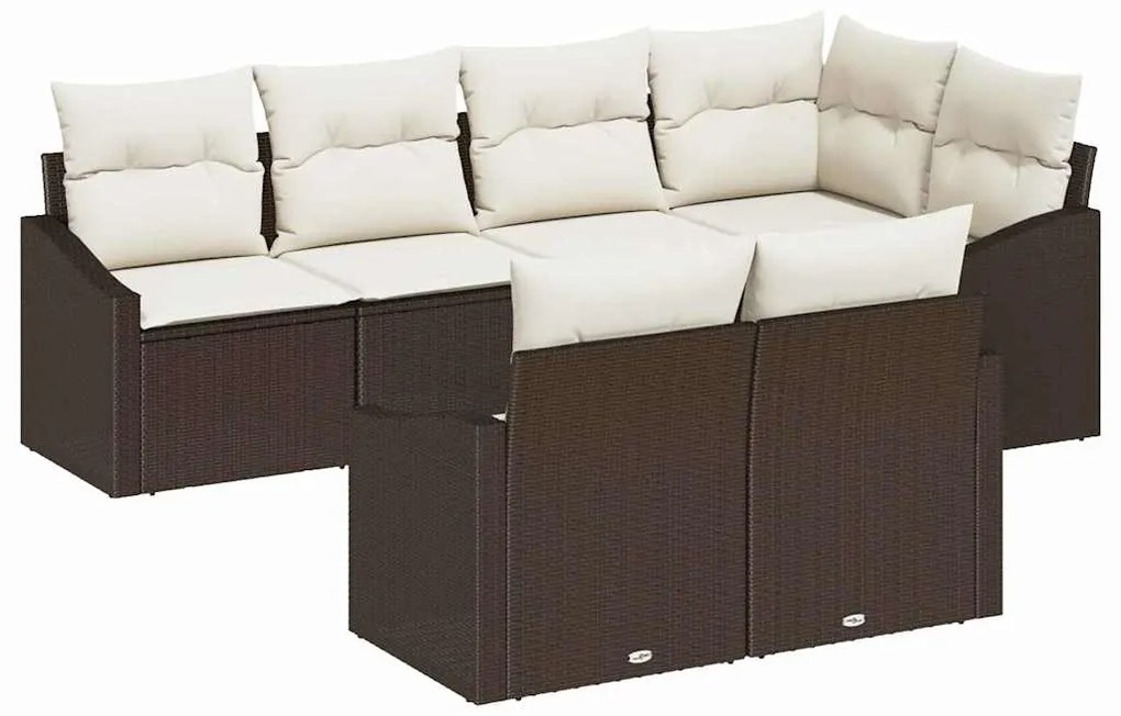 vidaXL Σετ Καναπέ Κήπου 7 pcs Καφέ και Λευκό συνθετικό ρατάν