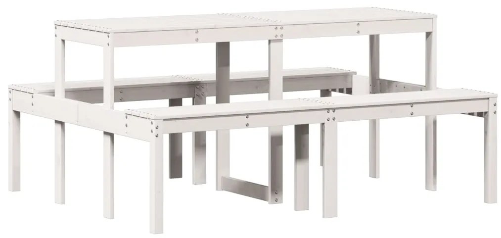 vidaXL Τραπέζι Πικνίκ Λευκό 160 x 134 x 75 εκ. από Μασίφ Ξύλο Πεύκου