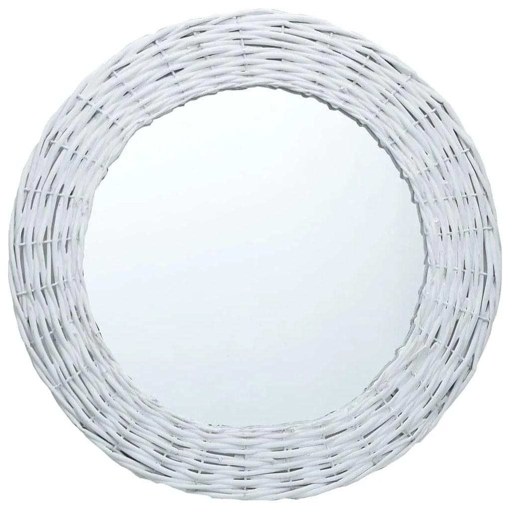 vidaXL Καθρέφτης Λευκός 50 εκ. από Wicker