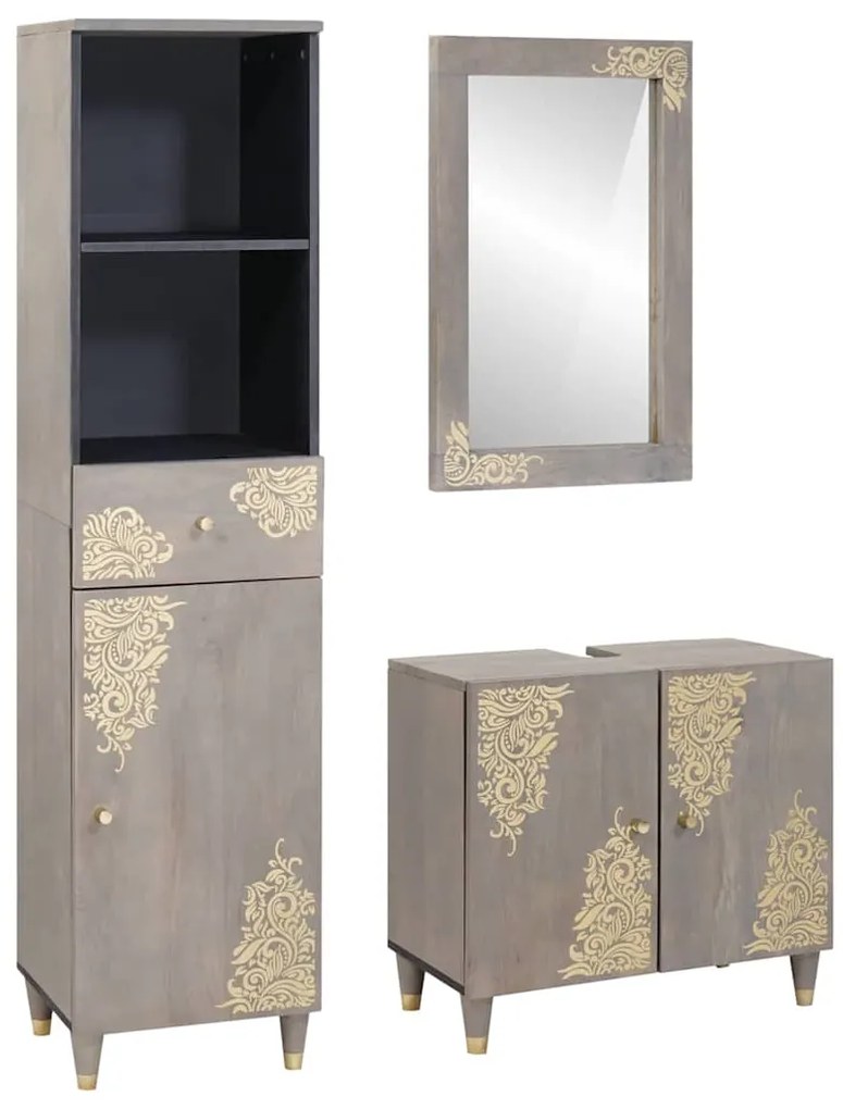 vidaXL Σετ Επίπλων Μπάνιου με συρτάρι 3 pcs Γκρι 62 x 33 x 58 εκ.