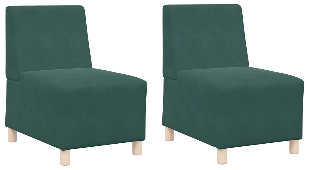 vidaXL Καναπέδες 2 pcs Σκούρο πράσινο 55 x 74 x 82 εκ. Βελούδο