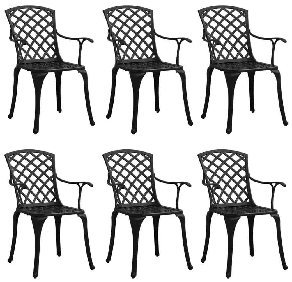 Καρέκλες Κήπου 6 τεμ. Μαύρες από Χυτό Αλουμίνιο - Μαύρο
