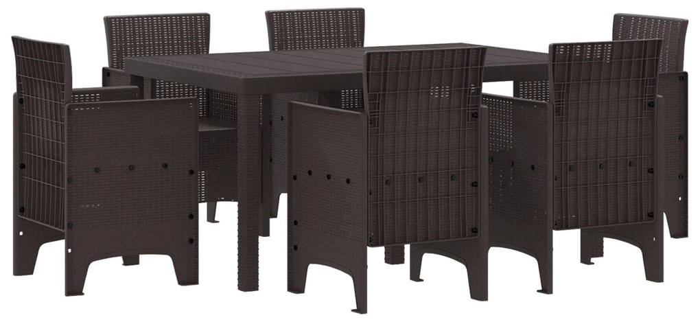 vidaXL Σετ φαγητού εξωτερικού χώρου 7 pcs Καφέ Πλαστική ψάθα