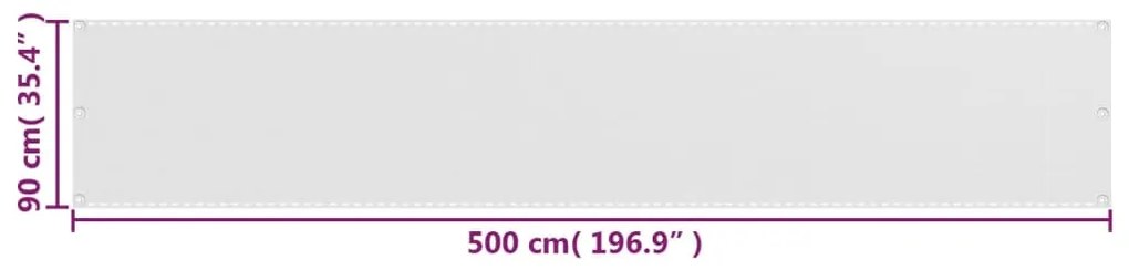vidaXL Διαχωριστικό Βεράντας Λευκό 90 x 500 εκ. από HDPE