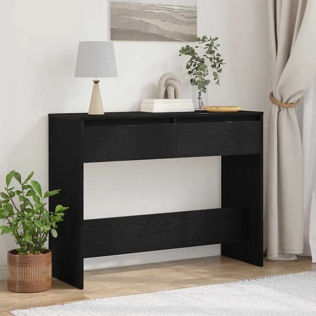 vidaXL Τραπέζι κονσόλας με συρτάρι Μαύρη δρυς 100 x 35 x 76.5 εκ.