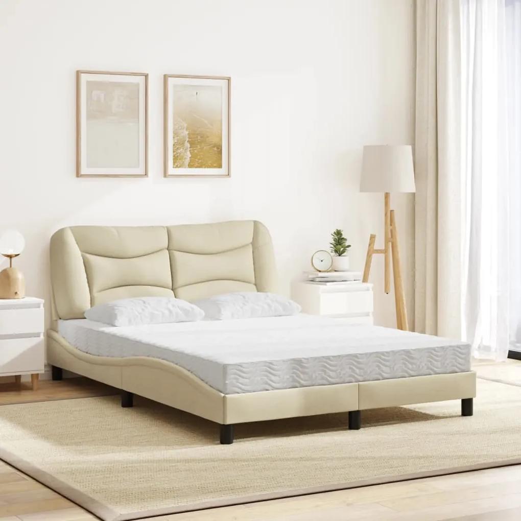 vidaXL Κρεβάτι με Στρώμα Κρεμ 140x200 εκ. Υφασμάτινο