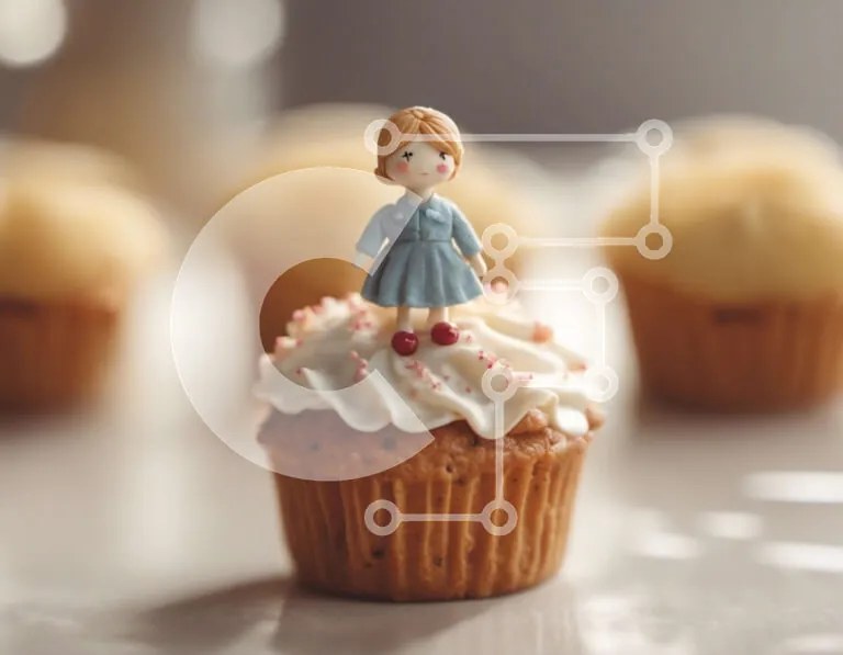 Intra Συλλεκτικό Ξύλινο Παζλ Plywood  4mm - Cupcake με ειδώλιο κοριτσιού Σε Ξύλινο Κουτί - Διαστάσεις: 10x10 cm – 25 κομμάτια