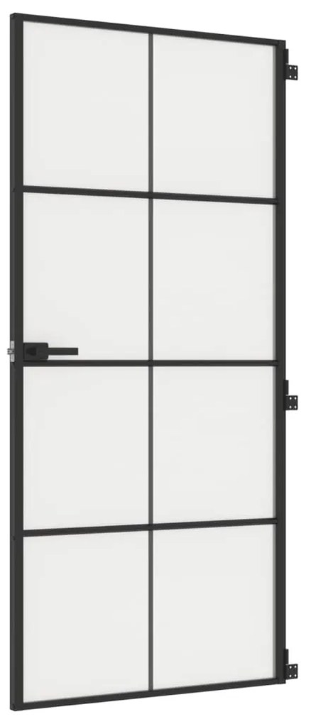 vidaXL Εσωτερική Πόρτα Μαύρη 93 x 201,5 εκ. Ψημένο Γυαλί & Αλουμίνιο