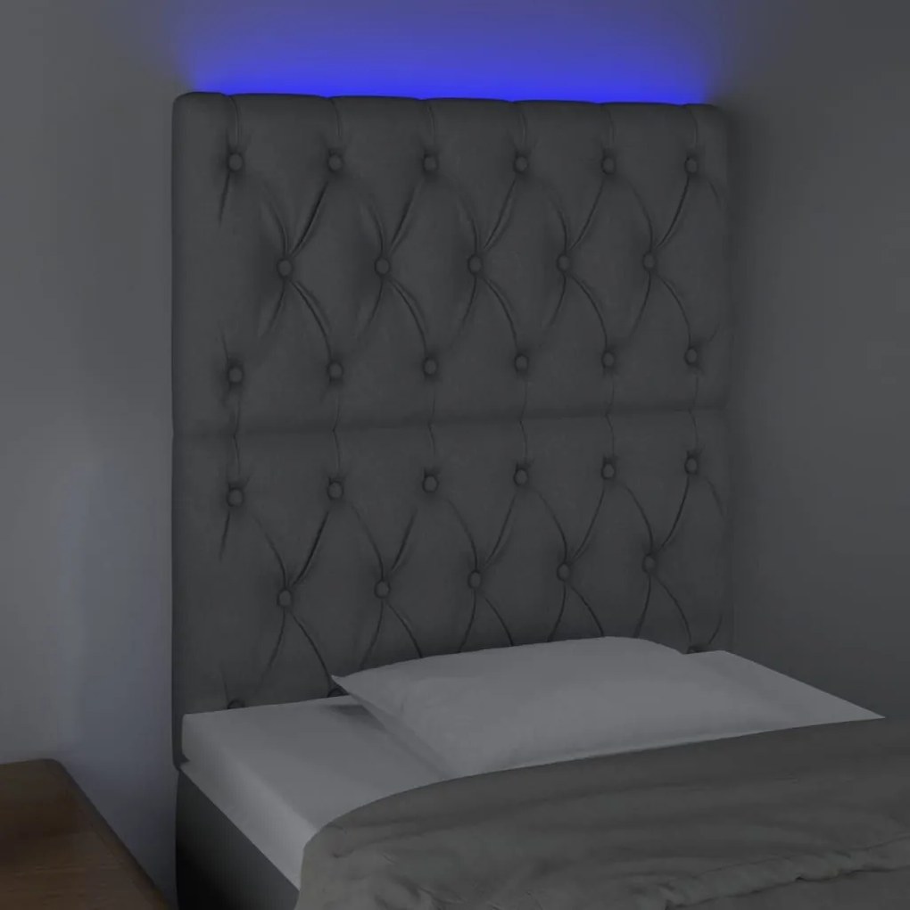 Κεφαλάρι Κρεβατιού LED Ανοιχτό Γκρι 80x7x118/128εκ. Υφασμάτινο - Γκρι