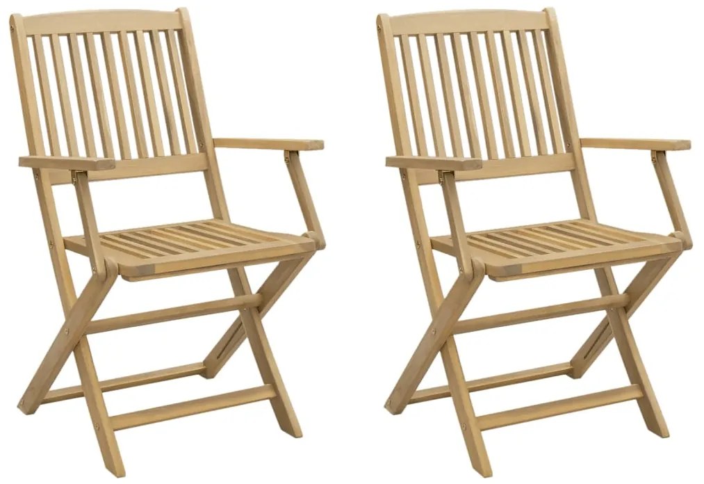 vidaXL Καρέκλες Κήπου Πτυσσόμενες 2 τεμ 58x54,5x90 εκ. Μασίφ Ακακία