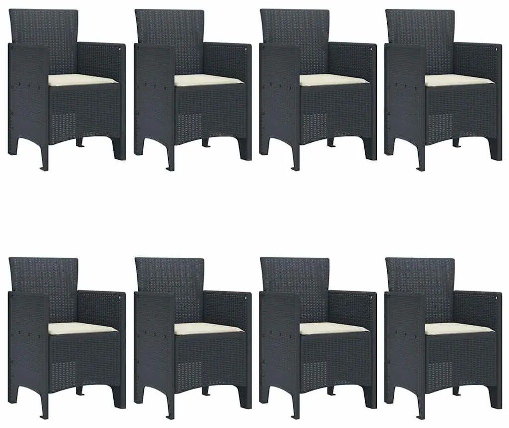 vidaXL Σέτ φαγητού για κήπο 9 pcs Ανθρακί Rattan Polt