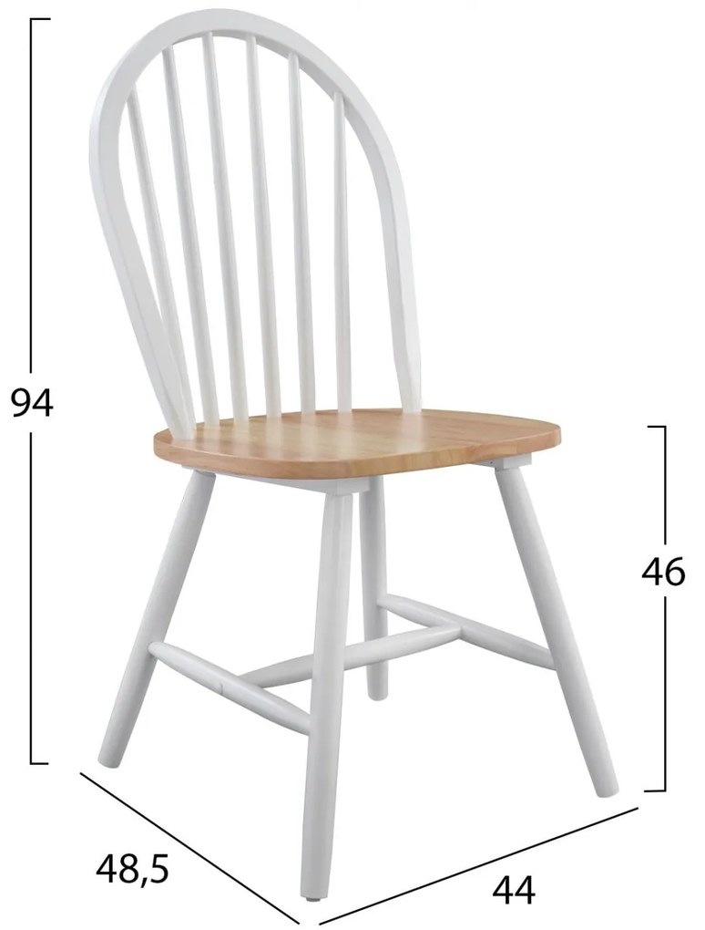 Σετ τραπεζαρίας C8057 5τμχ με Στρόγγυλο Τραπέζι & 4 Καρέκλες Λευκό - Δρύς