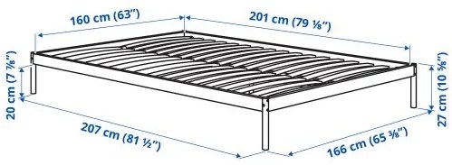 VEVELSTAD σκελετός κρεβατιού με 2 κεφαλάρια, 160x200 cm 394.417.38