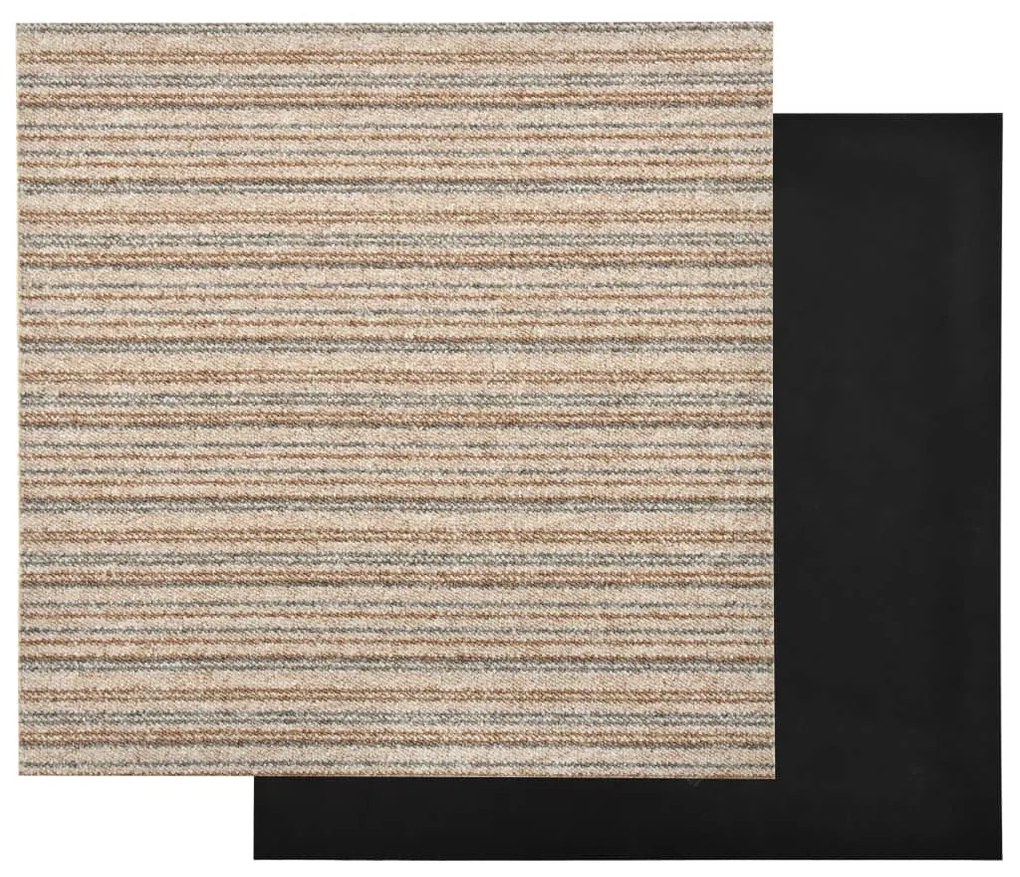 vidaXL Μοκέτα Πλακάκι 20 τεμ. Μπεζ Ριγέ 5 μ² 50x50 εκ.