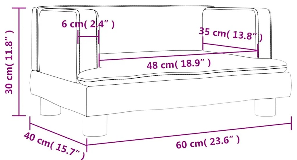 vidaXL Καναπές Παιδικός Γκρι 60 x 40 x 30 εκ. από Συνθετικό Δέρμα