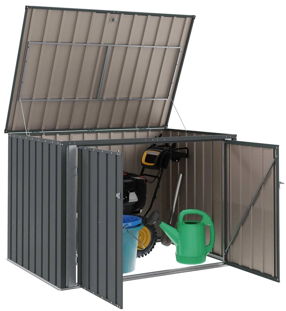 vidaXL Κουτί αποθήκευσης κήπου Μαύρο 151,5 x 107 x 100 εκ. Ατσάλι