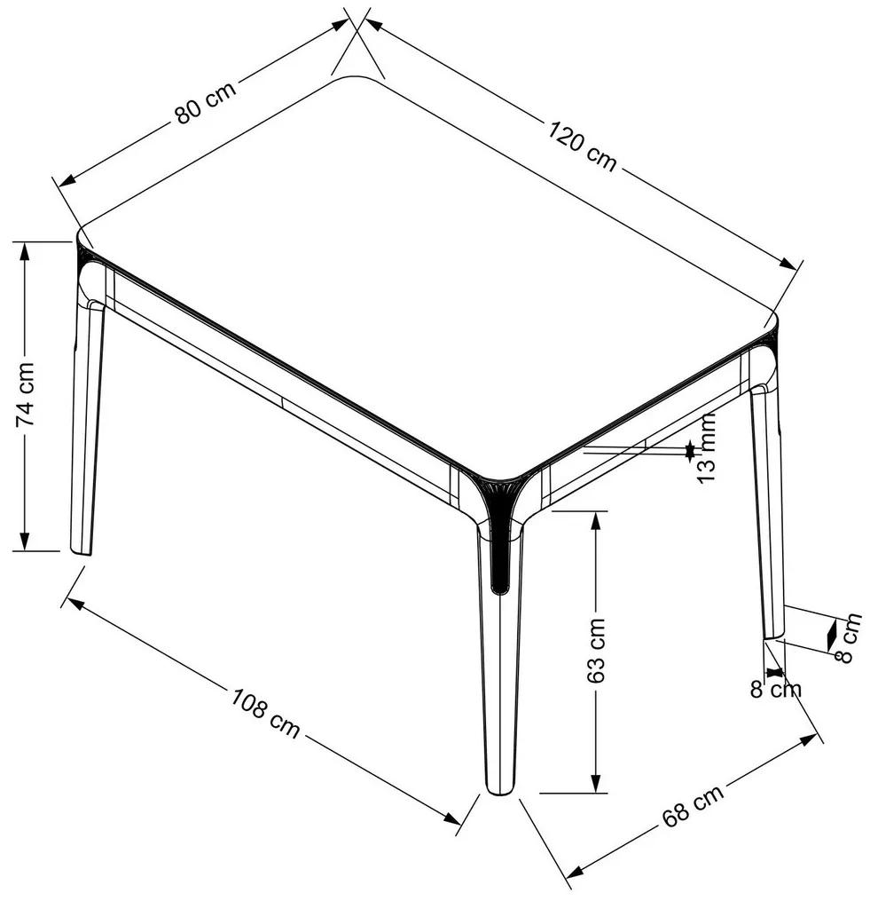 Τραπέζι Houston 1403, Γκρι, 74x80x120cm, 33 kg, Γυαλί, Πλαστική ύλη | Epipla1.gr