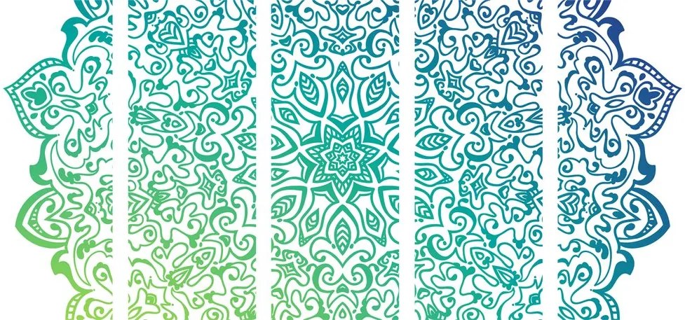 Εικόνα 5 μερών μπλε και πράσινη μάνταλα - 100x50