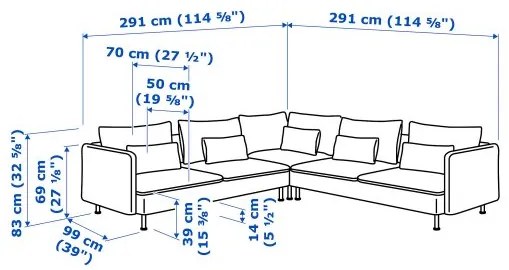 SÖDERHAMN γωνιακός καναπές, 6 θέσεων 494.495.93