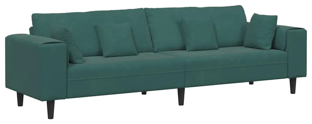 vidaXL Καναπές με μαξιλάρι Σκούρο Πράσινο 250 x 77 x 76 εκ. Βελούδο