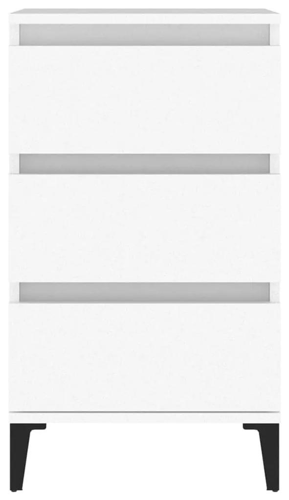 Κομοδίνο Λευκό 40 x 35 x 70 εκ. από Επεξεργασμένο Ξύλο - Λευκό