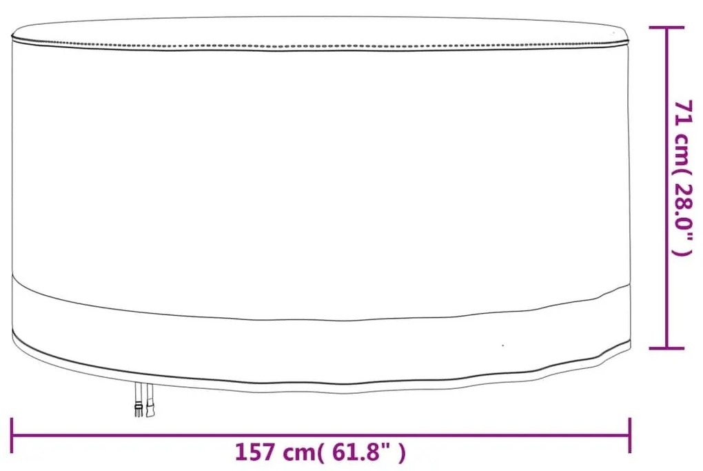 Καλύμματα Επίπλων Κήπου 2 τεμ. Ø 157x71 εκ. 600D Ύφασμα Oxford - Μπεζ