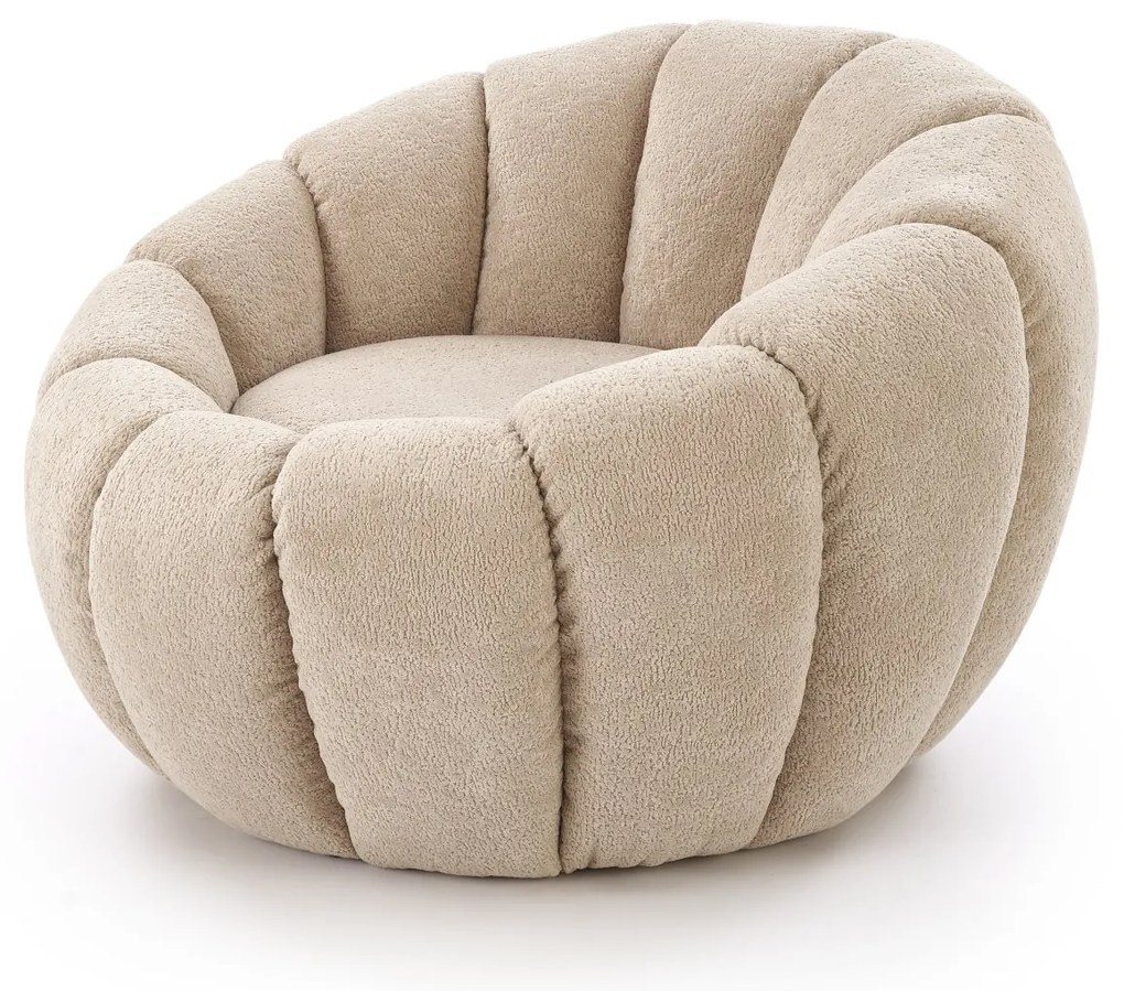 Lounge Πολυθρόνα Υπόλευκο / Μπουκλέ 90x95x60cm