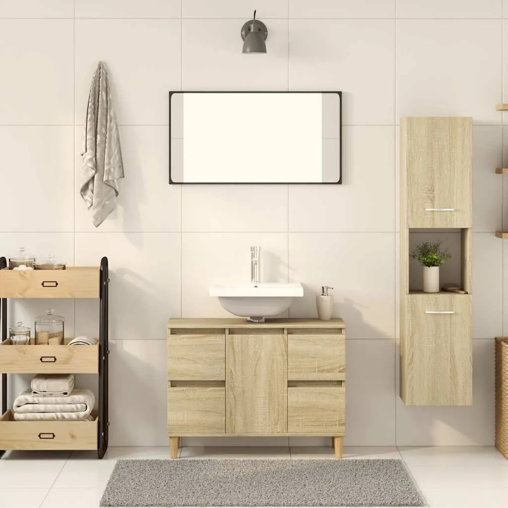 vidaXL Στήλη Μπάνιου Sonoma Δρυς 30 x 30 x 130 εκ. από Επεξ. Ξύλο