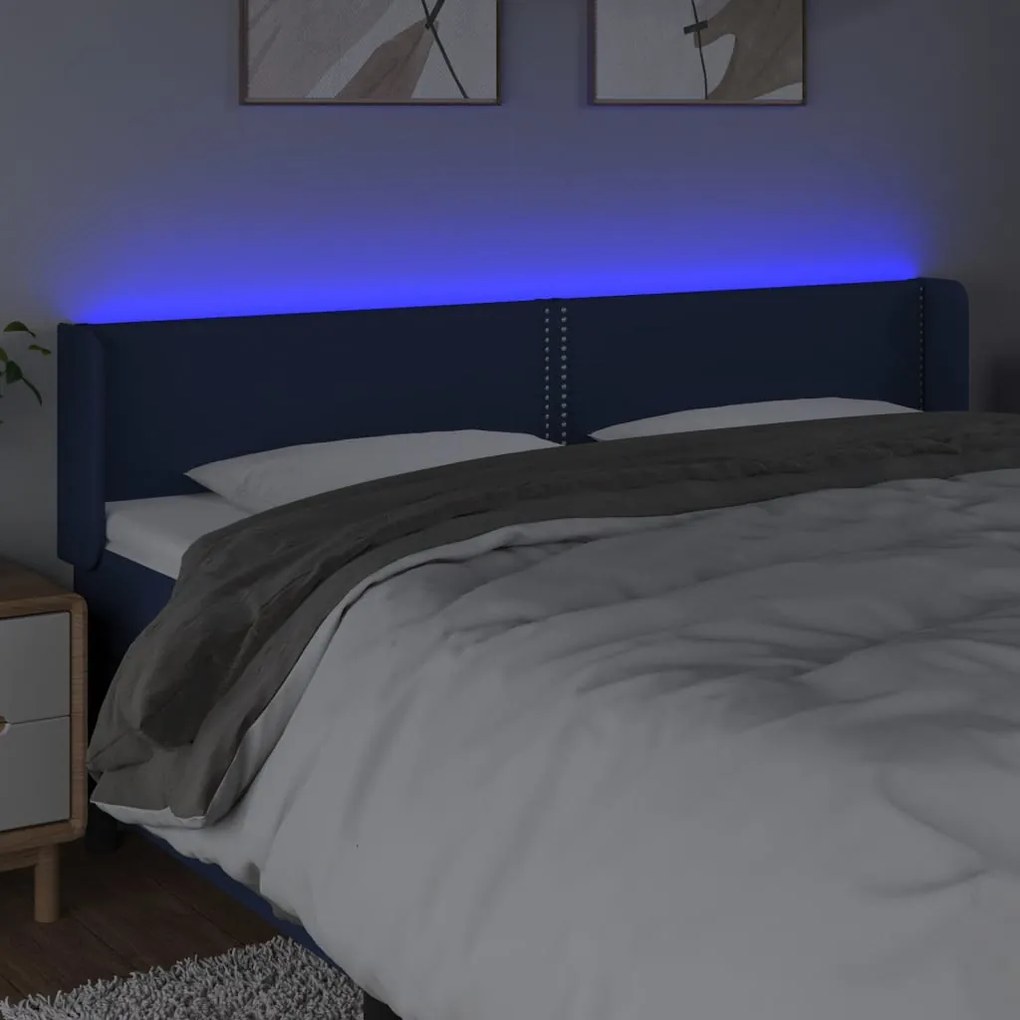 vidaXL Κεφαλάρι Κρεβατιού LED Μπλε 183x16x78/88 εκ. Υφασμάτινο